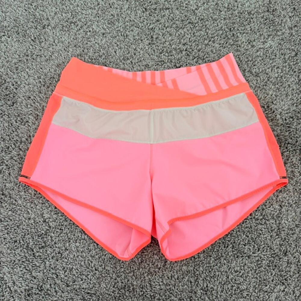 Lululemon Run: Pace Shorts Bleached Coral/Dune/Pop Orange Athletic Women's 6